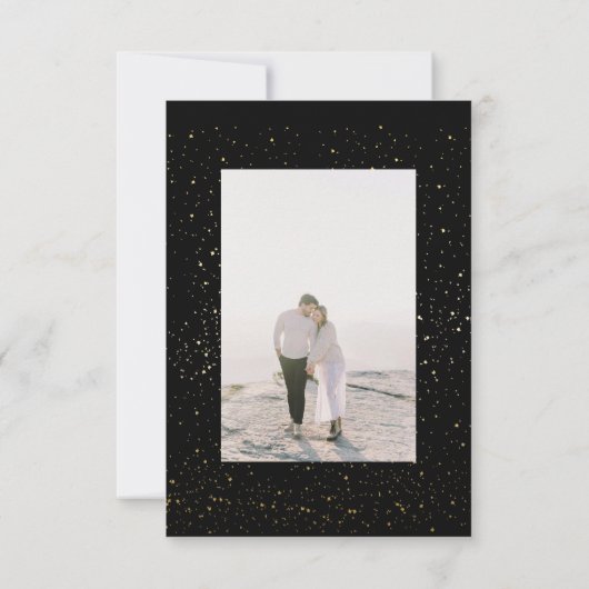 Zwart en goud klassieke bruiloft save the date (Achterkant)