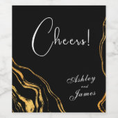 Zwart en goud klassieke bruiloft wijn etiket (Enkel label)