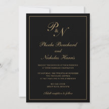Zwart en Goud Klassieke Elegante Bruiloft