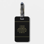Zwart en Goud Klassieke Serif Typografie Verticaal Bagagelabel (Achterkant verticaal)
