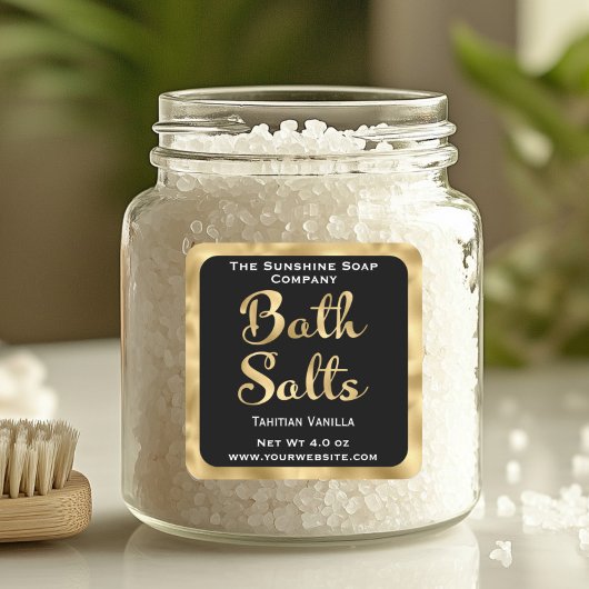 Zwart en goud klein badzout label