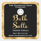Zwart en goud klein badzout label met logo (Voorkant)