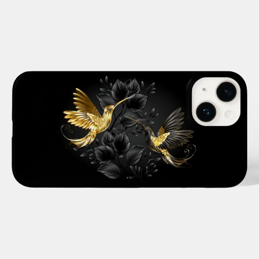 Zwart en Goud Kolibrie Case-Mate iPhone Case (Achterkant (horizontaal))