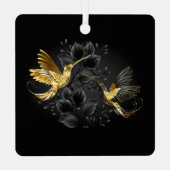 Zwart en Goud Kolibrie Metalen Ornament (Achterkant)