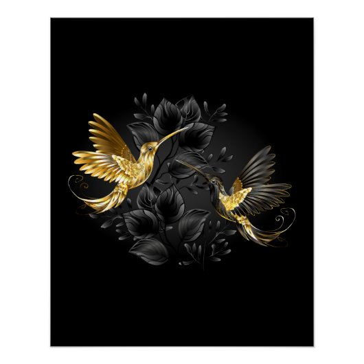 Zwart en Goud Kolibrie Perfect Poster (Voorkant)