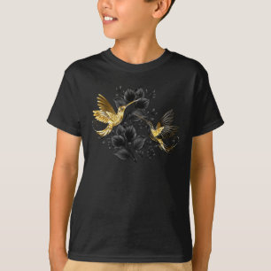 Zwart en Goud Kolibrie T-shirt