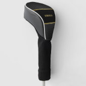 Zwart en Goud Koolstofpatroon Modern Monogram Golfheadcover (Schuin)