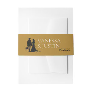 Zwart en Goud Land Bruiloft Uitnodigingen Wikkel