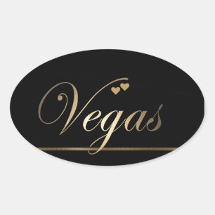 Zwart en Goud Las Vegas Ovale Sticker