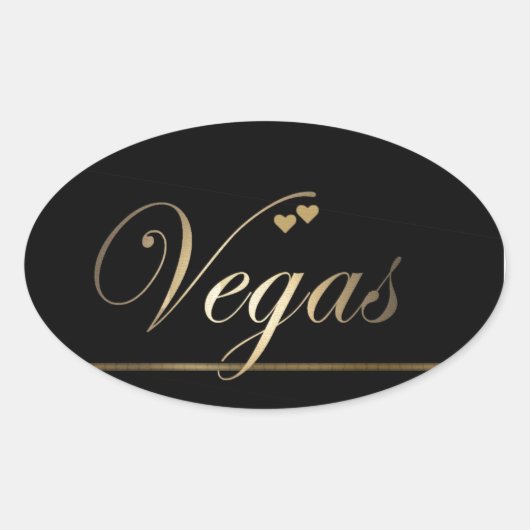 Zwart en Goud Las Vegas Ovale Sticker (Voorkant)