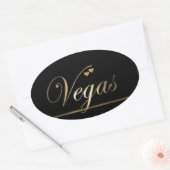 Zwart en Goud Las Vegas Ovale Sticker (Envelop)
