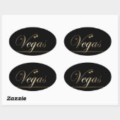 Zwart en Goud Las Vegas Ovale Sticker (Vel)