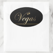 Zwart en Goud Las Vegas Ovale Sticker (Tas)