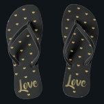 Zwart en goud liefde harten teenslippers<br><div class="desc">Zeer trendy en zeer chique,  trakteer jezelf of iemand speciaal voor deze zwarte en gouden liefde harten teenslippers.</div>