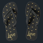 Zwart en goud liefde harten teenslippers<br><div class="desc">Zeer trendy en zeer chique,  trakteer jezelf of iemand speciaal voor deze zwarte en gouden liefde harten teenslippers.</div>