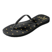 Zwart en goud liefde harten teenslippers (Schuin)