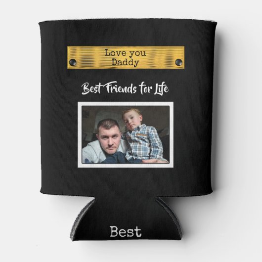 Zwart en goud Liefde je papa beste vrienden foto Blikjeskoeler (Voorkant)