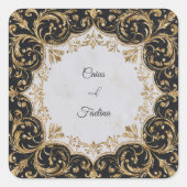 Zwart en Goud Lijst Wedding Sticker (Voorkant)