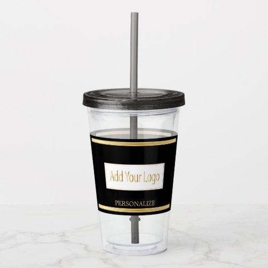 Zwart en Goud - Logo Acryl Drinkbeker (Voorkant)