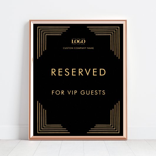 Zwart en Goud Logo VIP Event Reserved Table Sign Poster