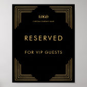Zwart en Goud Logo VIP Event Reserved Table Sign Poster (Voorkant)