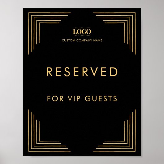 Zwart en Goud Logo VIP Event Reserved Table Sign Poster (Voorkant)