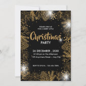 Zwart en goud loof vrolijk kerstfeest kaart (Voorkant)