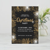 Zwart en goud loof vrolijk kerstfeest kaart (Staand voorkant)