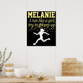 ZWART EN GOUD LOPEN ALS EEN MEISJE GEPERSONALISEER POSTER (Keuken)