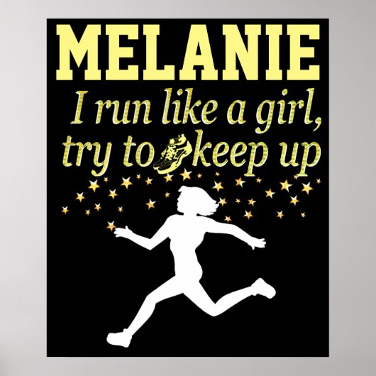 ZWART EN GOUD LOPEN ALS EEN MEISJE GEPERSONALISEER POSTER (Voorkant)