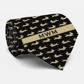 Zwart en goud lopende teckel stropdas (Opgerold)