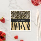 Zwart en Goud Luipaard en Zebra Patroon Servetten (Insitu)