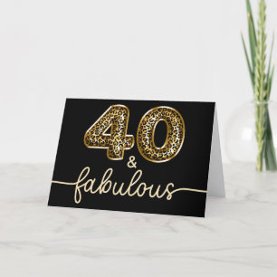 Zwart en goud luipaard glamour 40 en fantastisch kaart