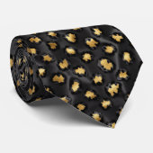 Zwart en goud luipaardprintpatroon stropdas (Opgerold)