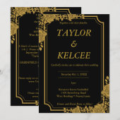 Zwart en Goud Luxe  bruiloft Kaart (Voorkant / Achterkant)