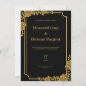 Zwart en goud luxe bruiloft uitnodiging (Voorkant)