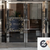Zwart en goud luxe chic barok bedrijfsnaam raamsticker (Kantoordeur)