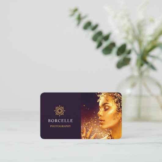 Zwart en Goud Luxe Fotografie Visitekaartje (Staand voorkant)