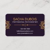 Zwart en Goud Luxe Fotografie Visitekaartje (Achterkant)