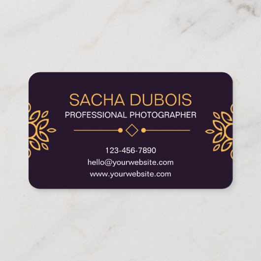 Zwart en Goud Luxe Fotografie Visitekaartje (Achterkant)