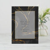 Zwart en goud luxe inkt trouwfeest kaart (Staand voorkant)