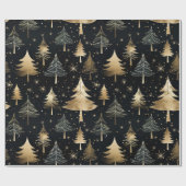 Zwart en Goud Luxe Kerstmis Cadeaupapier (Vlak)