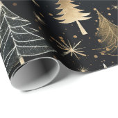 Zwart en Goud Luxe Kerstmis Cadeaupapier (Rol Hoek)