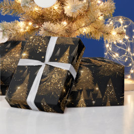 Zwart en Goud Luxe Kerstmis Cadeaupapier