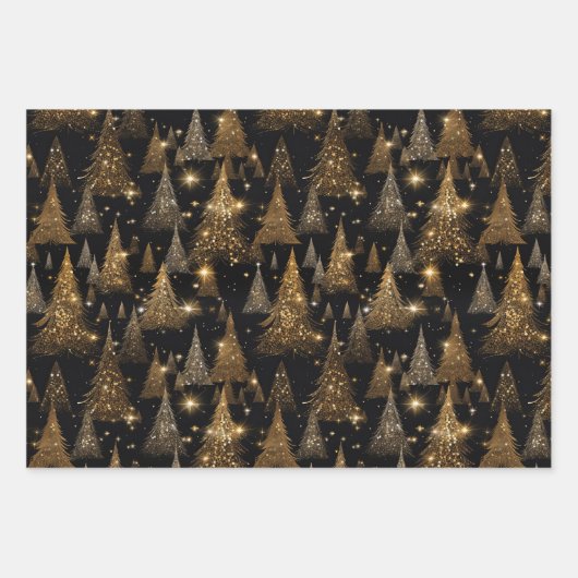 Zwart en Goud Luxe Kerstmis Inpakpapier Vel (Voorkant 2)