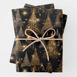 Zwart en Goud Luxe Kerstmis Inpakpapier Vel