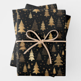 Zwart en Goud Luxe Kerstmis Inpakpapier Vel