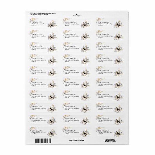 Zwart en Goud Magic Forest Foto Kerstmis Etiket (Full Sheet)