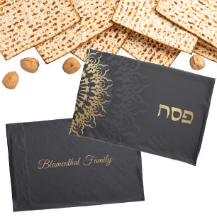 Zwart en Goud Mandala Hebreeuws Pesach Pascha Kussensloop