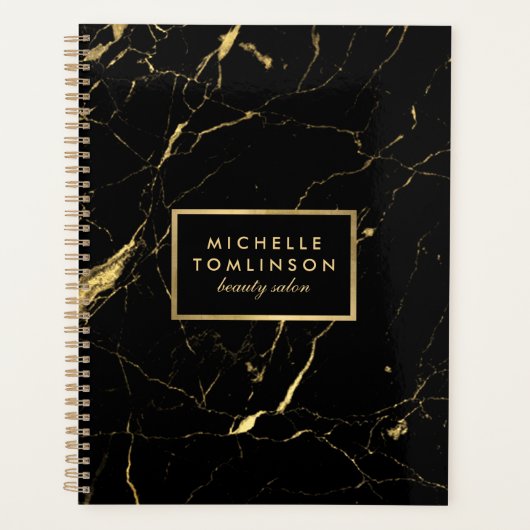 Zwart en Goud Marmer Afspraakboek Planner (Voorkant)